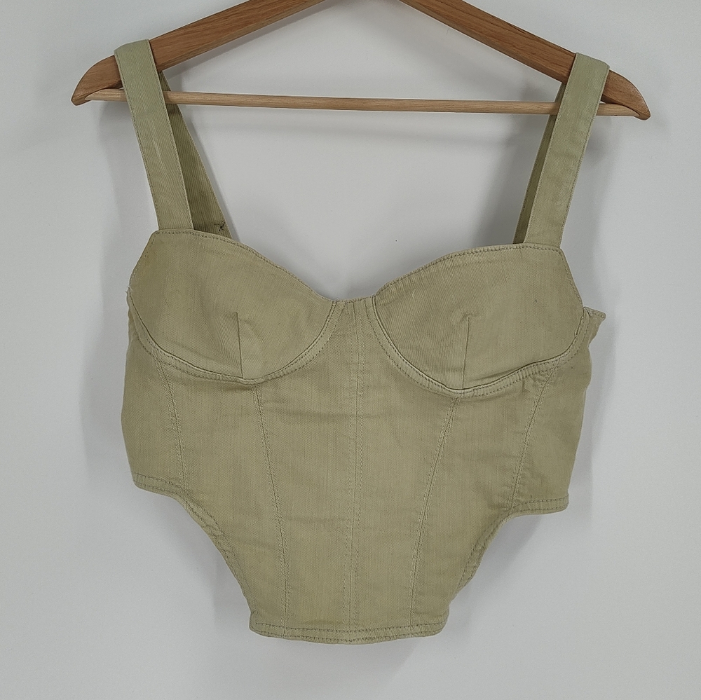 Zara | denim bustier crop
